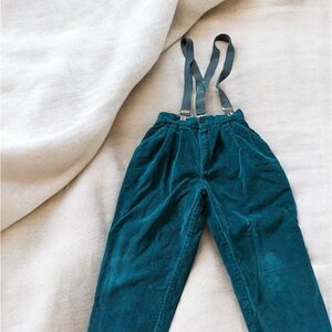 Kids teal corduroy pants with suspender